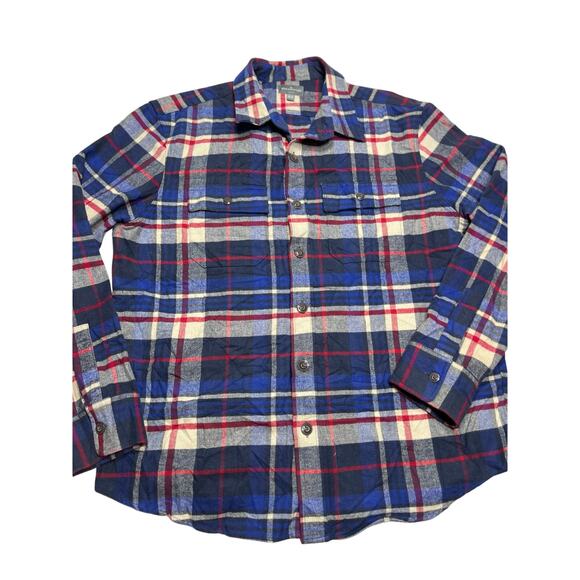 LL Bean Signature XL Slim Fit Flannel Shirt Blue Red Plaid Soft 100% Cotton - Picture 1 of 8
